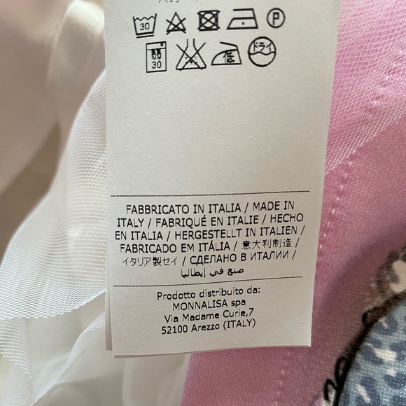 NWT! Monnalisa Ivory & pink Disney Alice & Wonderland dress! Hard to find! - Picture 5 of 7